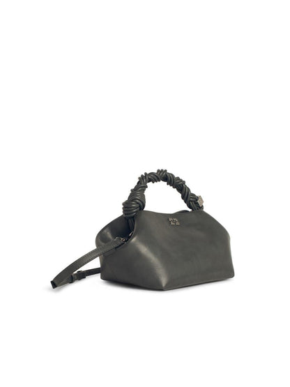 Ganni 'Bou' Small Grey Leather Blend Bag
