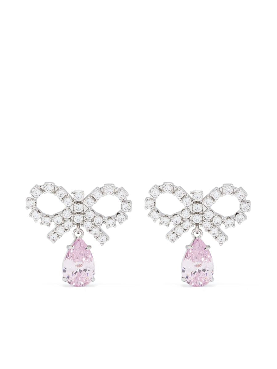 Self-Portrait Micro Bow Pink Droplet Earrings Accessories