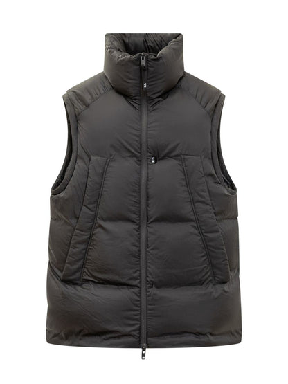 Y-3 Adidas Black Zippered Padded Vest Y-3