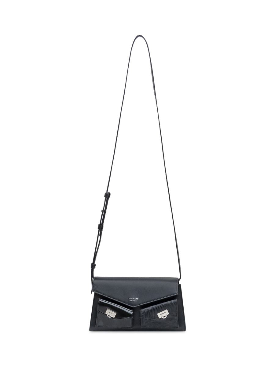 Salvatore Ferragamo Black Ferragamo Leather Bag With Pockets