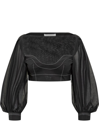 Philosophy Di Lorenzo Serafini Voile Crop Top With Stitching