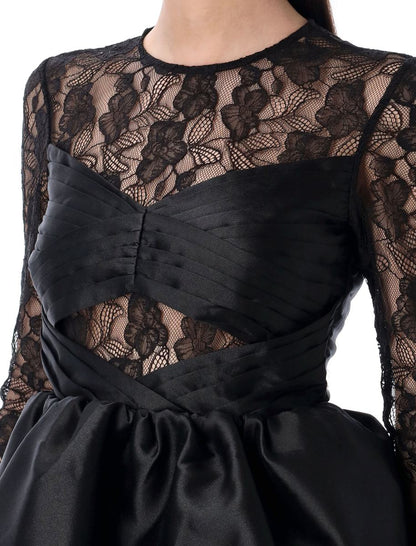 Self-Portrait Taffeta Lace Mini Dress