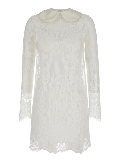 White Minidress In Chantilly Lace Woman