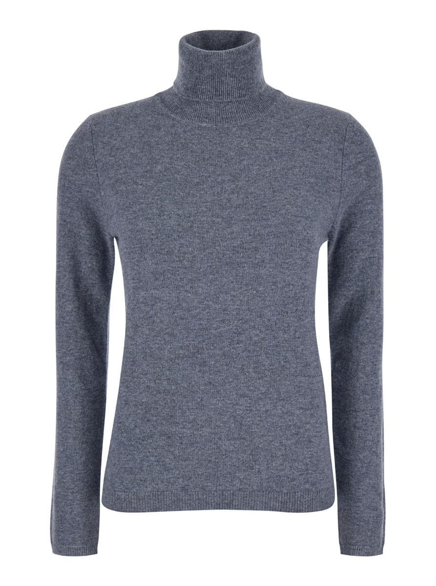 Grey Turtleneck In Cashmere Woman