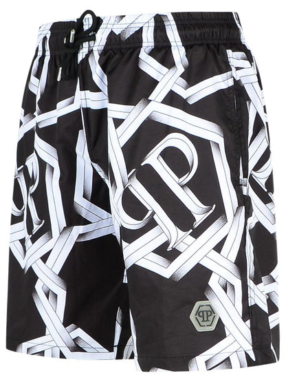 Philipp Plein Black Polyester Swimsuit