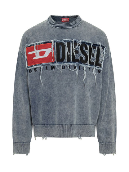 Diesel Diesel Denim Sweater With Distressed Logo Men'S