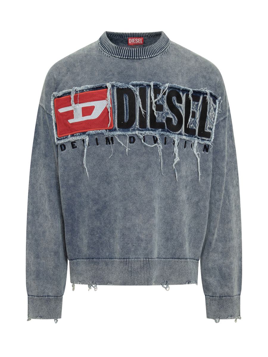 Diesel Diesel Denim Sweater With Distressed Logo Men'S