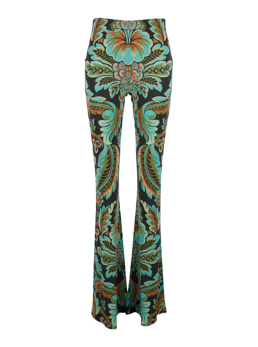 Multicolor Trousers With All-Over Paisley Print In Viscose Blend Woman