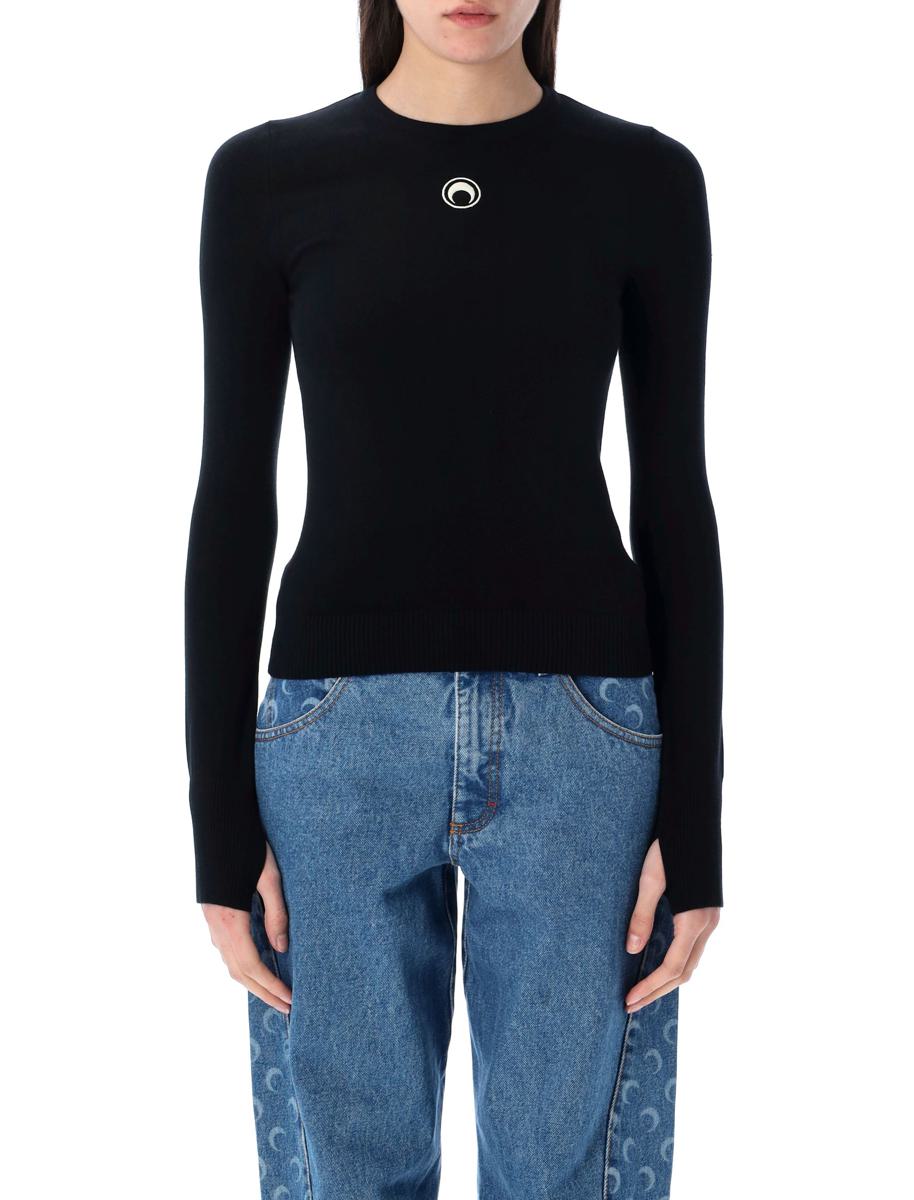 Marine Serre Moon Logo Knit Fitted Sweater