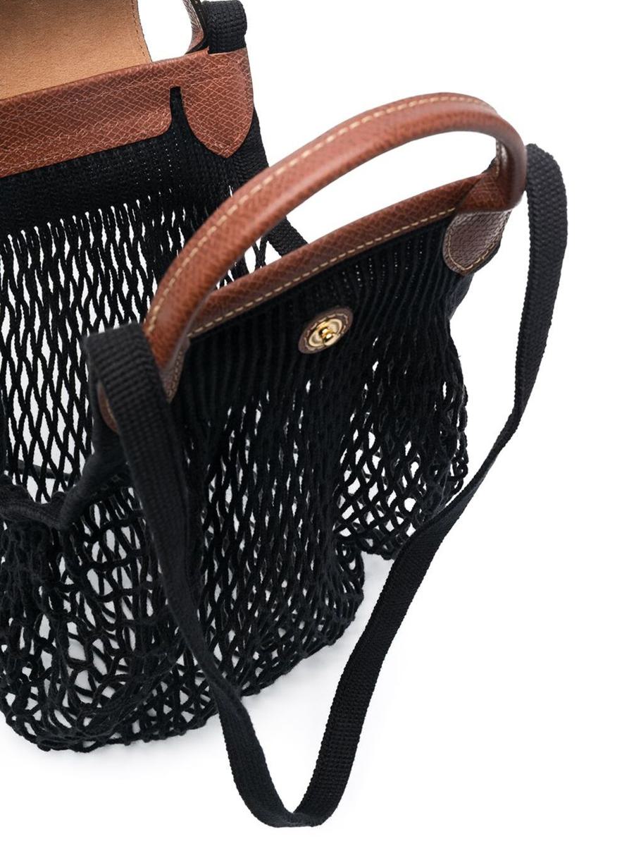 'Le Pliage Filet' Black Handbag With Engraved Logo In Mesh Woman