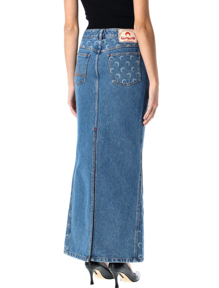 Marine Serre Moon Laser Denim Long Skirt