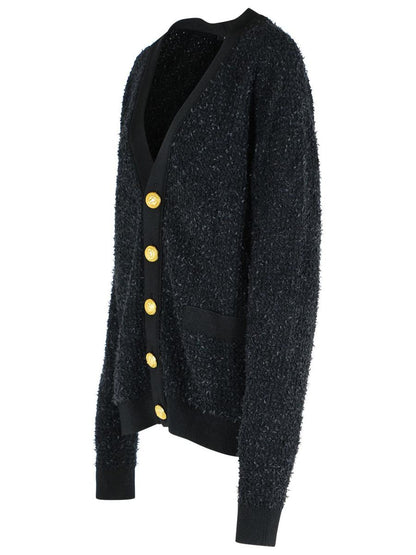 Balmain Black Cotton Blend Cardigan