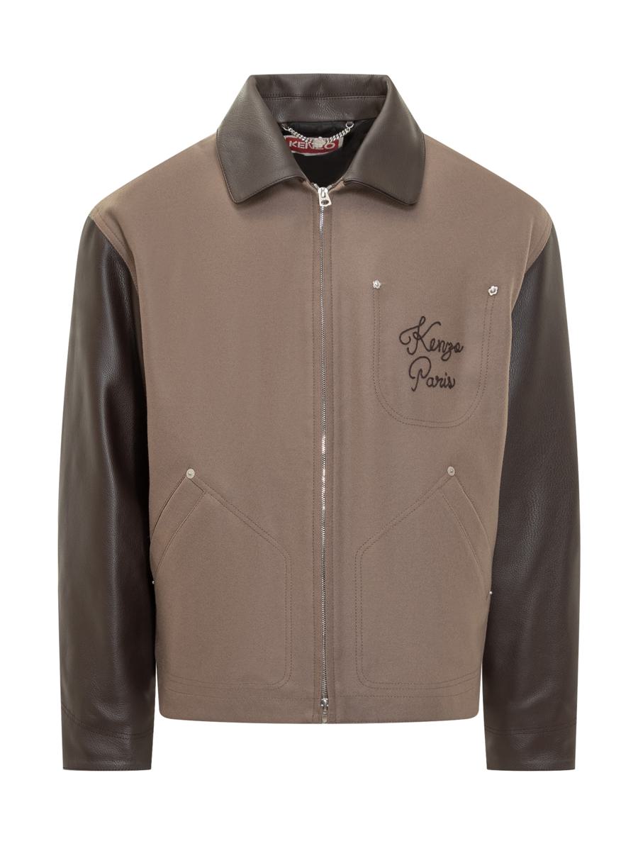 Kenzo Kenzo Men'S Two-Tone Leather And Fabric Bomber Jacket