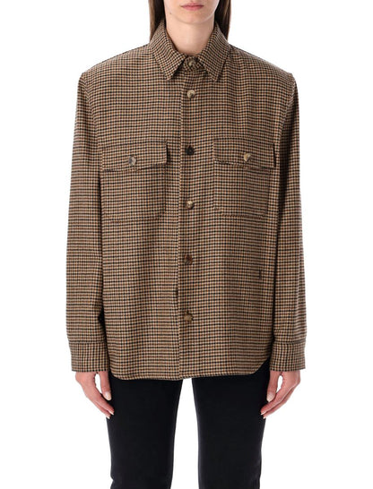 Saint Laurent Puppytooth Wool Blend Overshirt