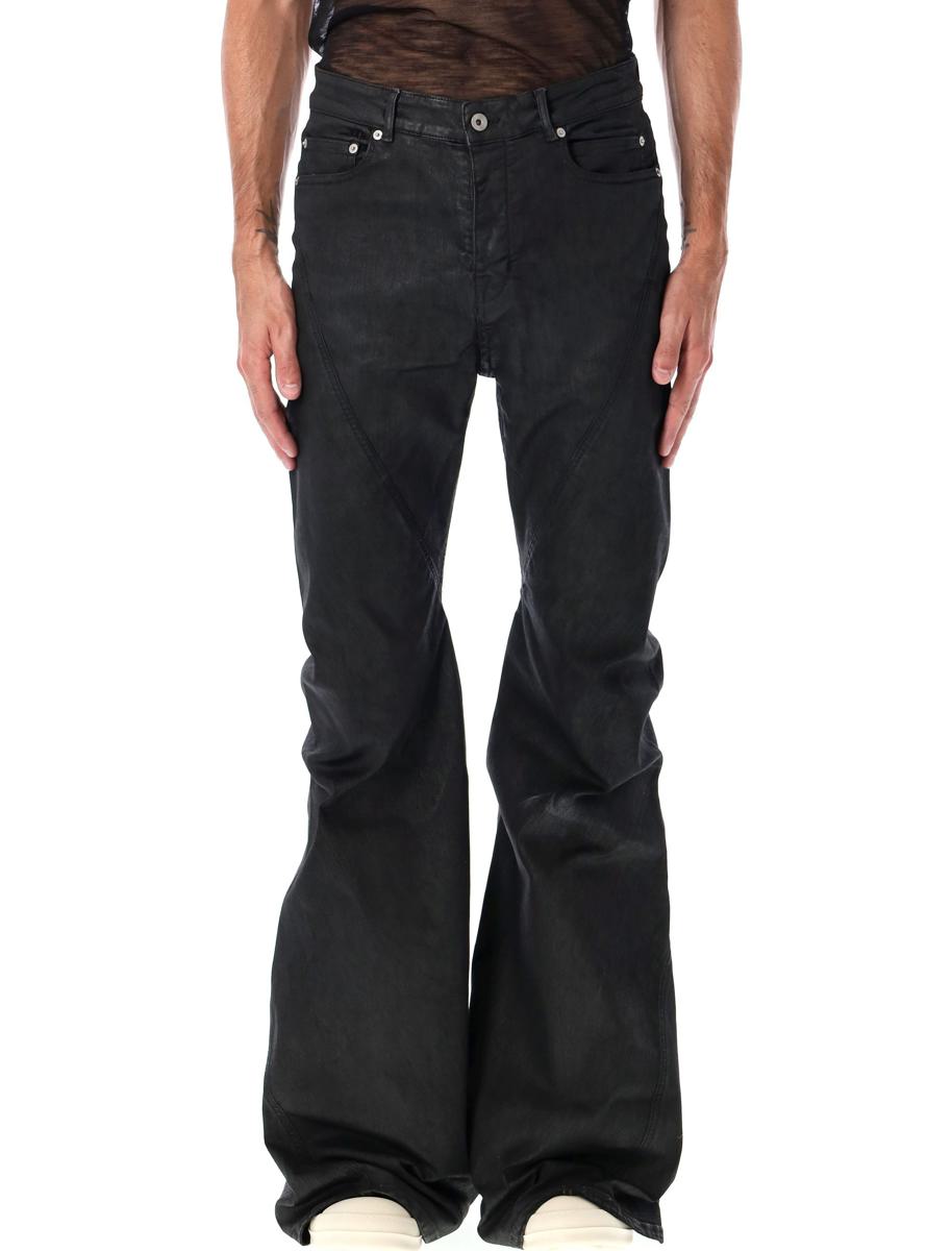 Rick Owens Drkshdw Black Waxed Bias Bootcut Jeans