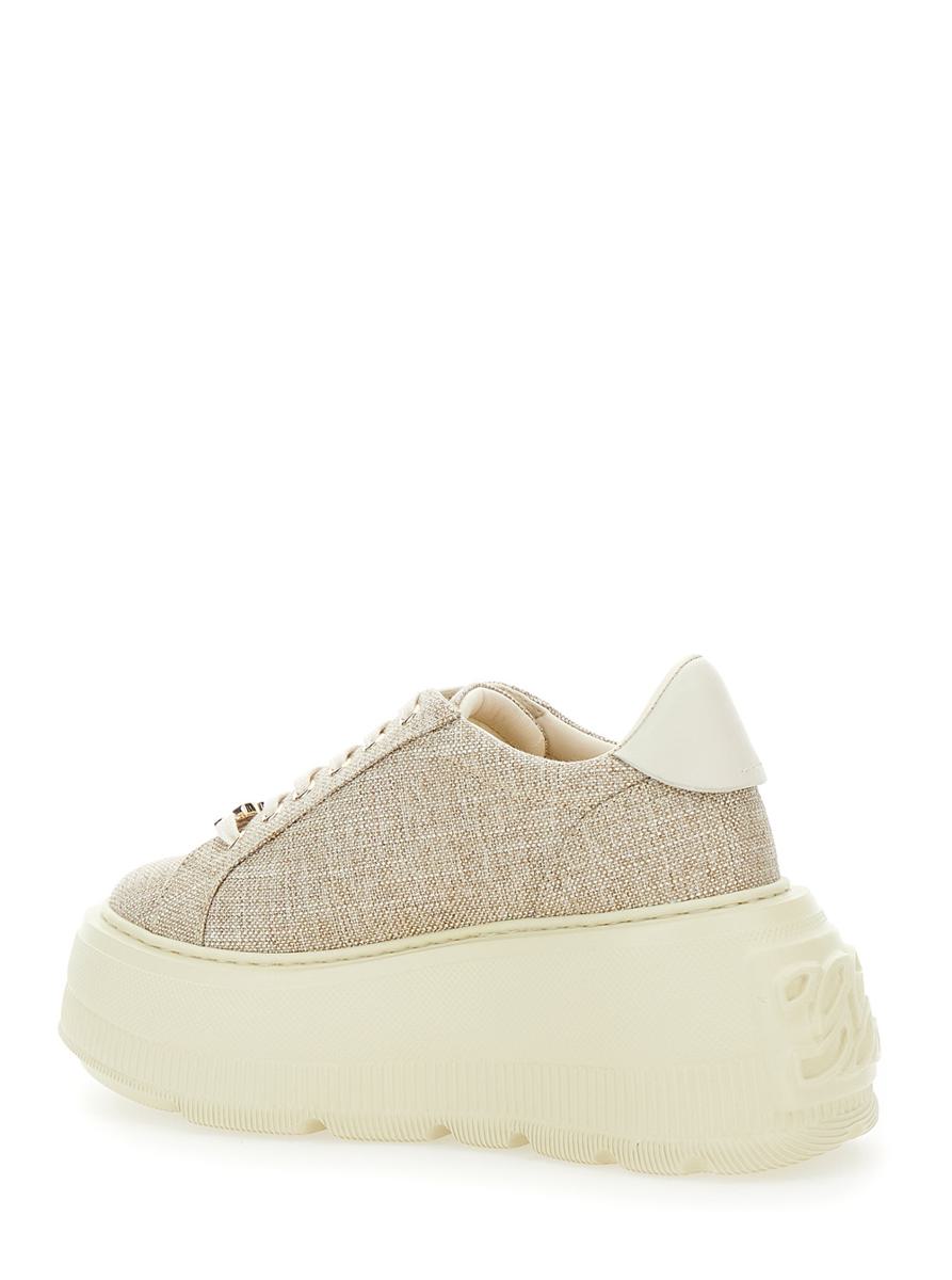 'Nexus Jutalux' Beige Sneakers With Chunky Oversize Sole And Logo In Leather And Fabric Blend Woman