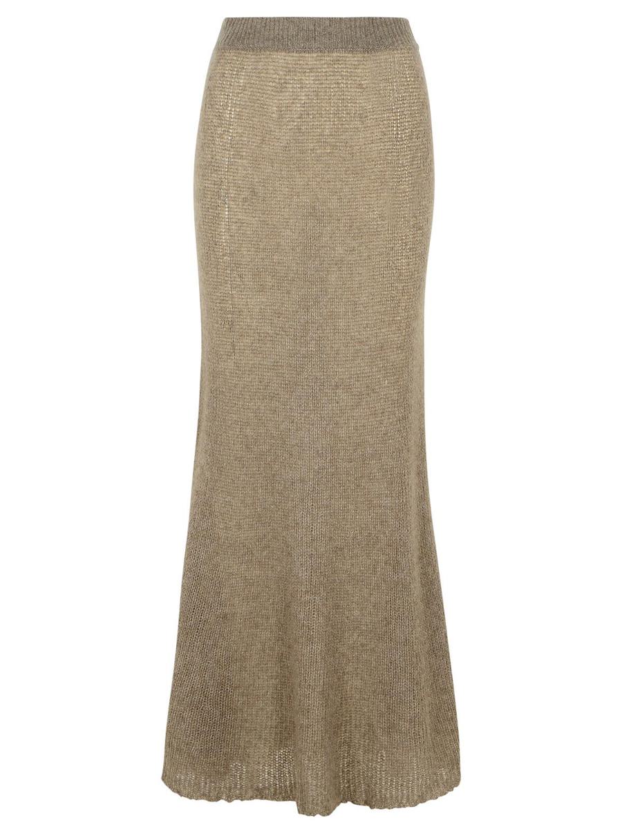 Lisa Yang 'Kelsy' Long Skirt In Brown Silk Blend