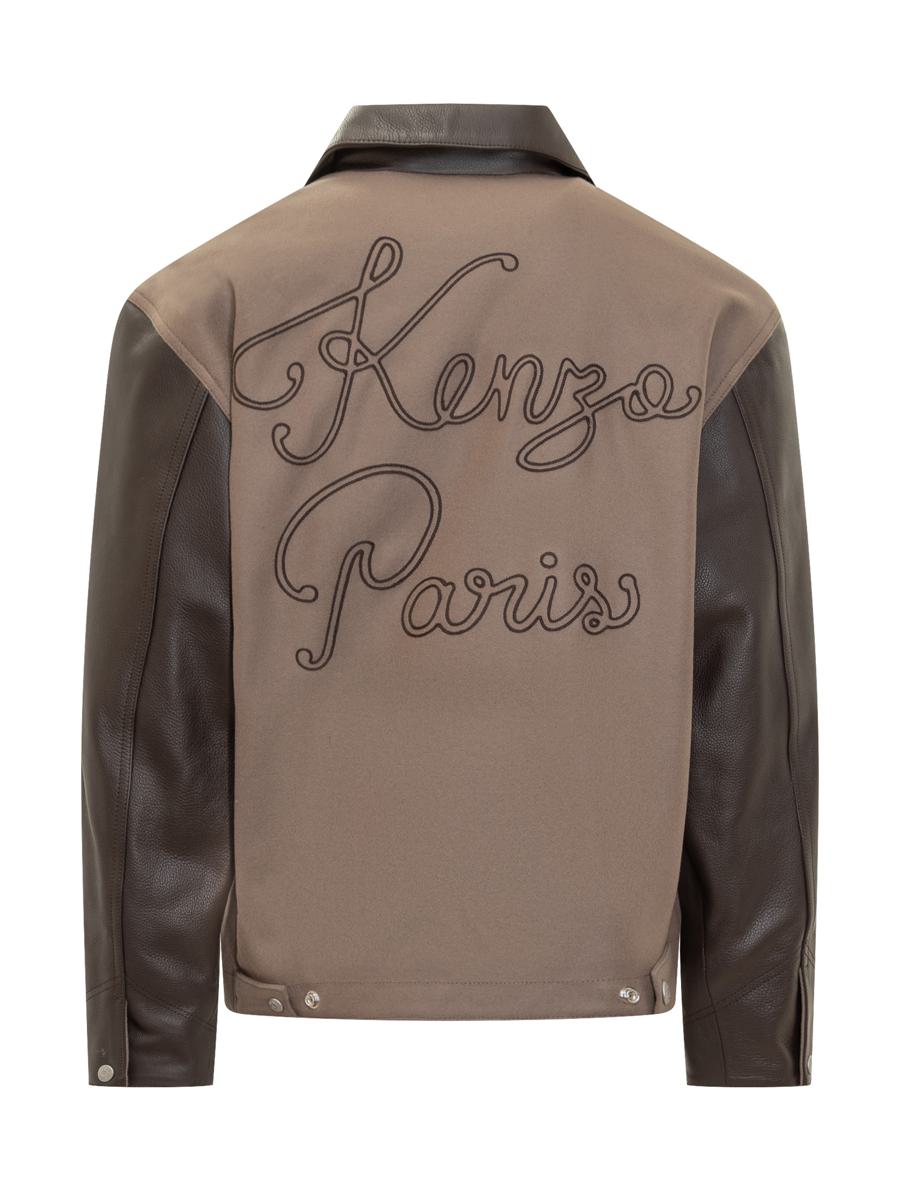 Kenzo Kenzo Men'S Two-Tone Leather And Fabric Bomber Jacket