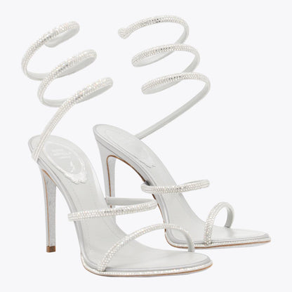 René Caovilla Silver Leather Sandals