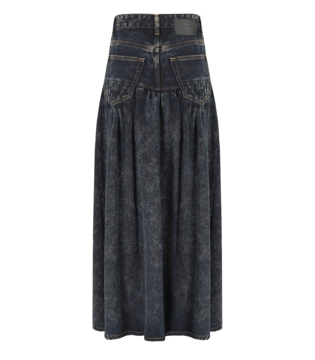 Ganni Black Washed Denim Skirt