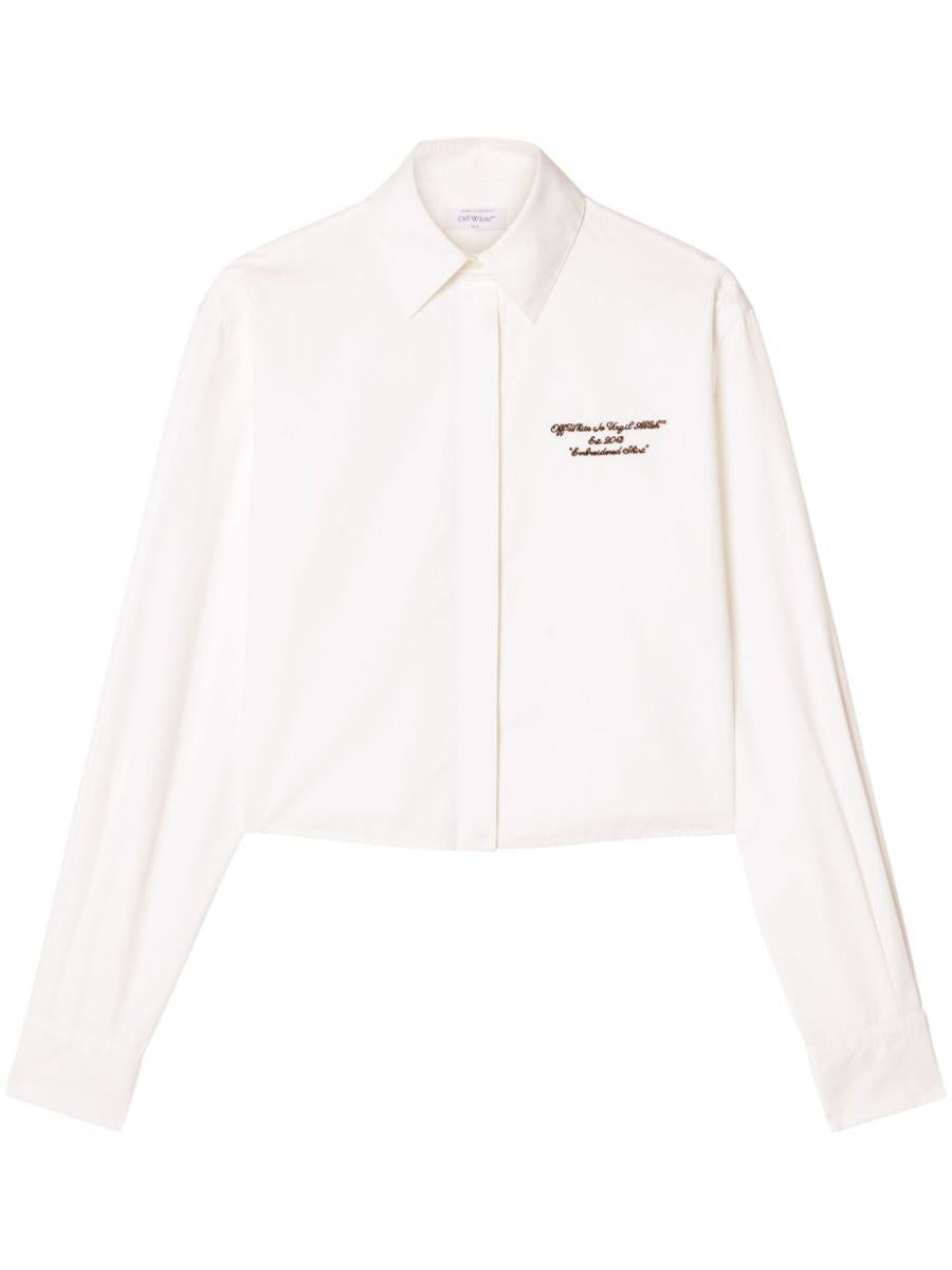 Off-White Short Shirt In White Leather With Black Grafic