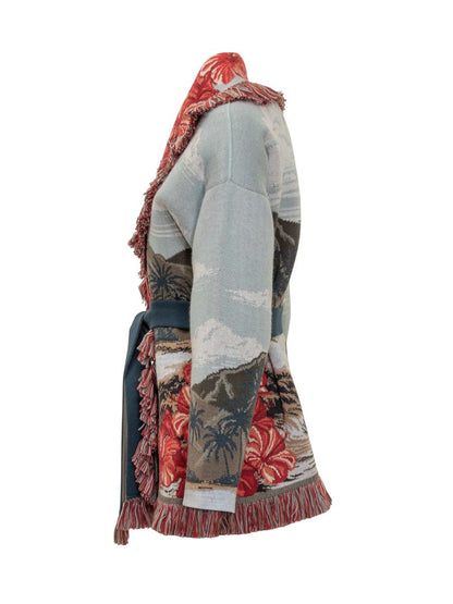 Alanui Alanui Cardigan With Tropical Pattern And Red Flowers