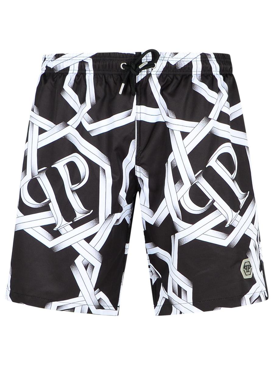 Philipp Plein Black Polyester Swimsuit