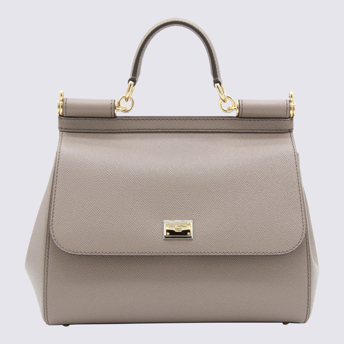Dolce & Gabbana Grey Leather Sicily Big Top Handle Bag