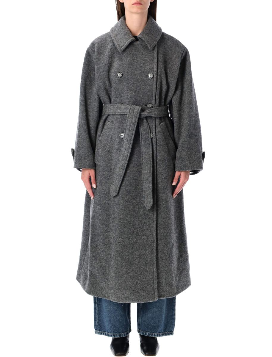 A.P.C. Heather Grey Oversized Wool Lea Coat A.P.C