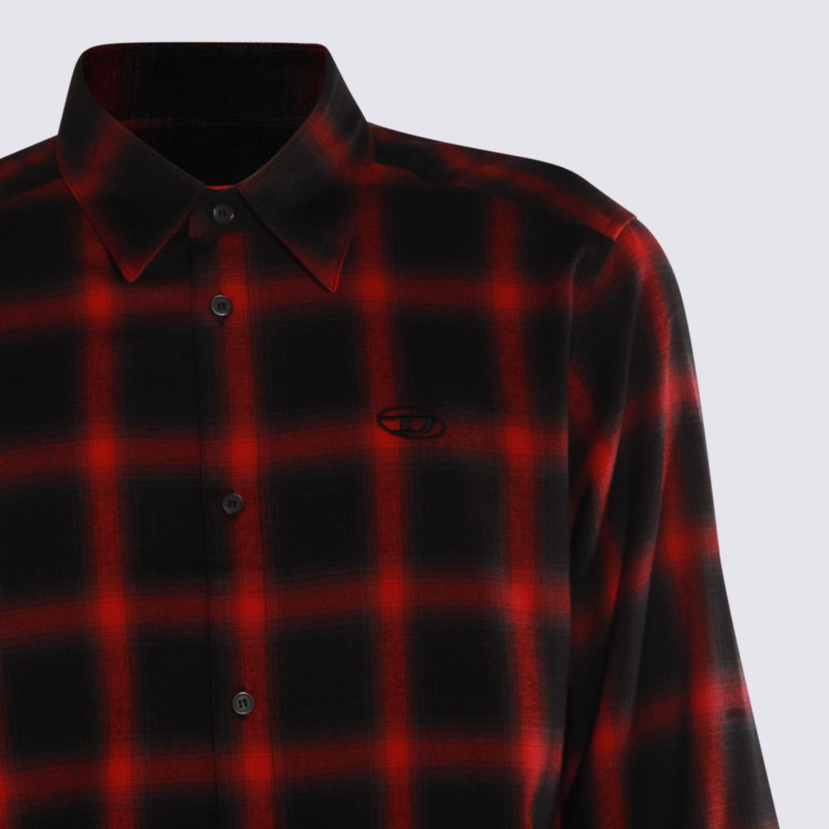 Diesel Black And Red Cotton Shirt