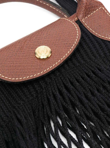 'Le Pliage Filet' Black Handbag With Engraved Logo In Mesh Woman