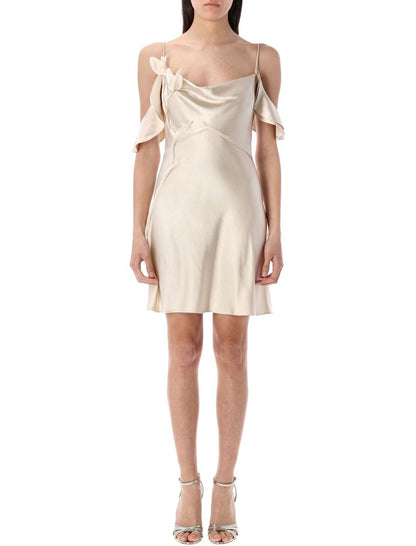 Self-Portrait Flower Satin Mini Dress