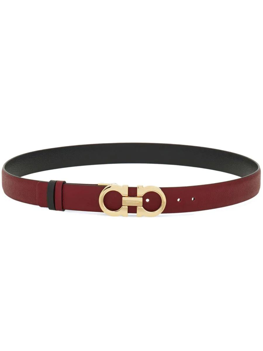 Salvatore Ferragamo Hammered Leather Reversible Gancini Belt Accessories