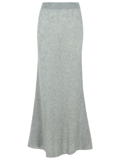 Lisa Yang 'Kelsy' Long Skirt In Grey Silk Blend