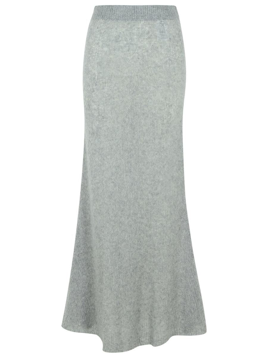Lisa Yang 'Kelsy' Long Skirt In Grey Silk Blend