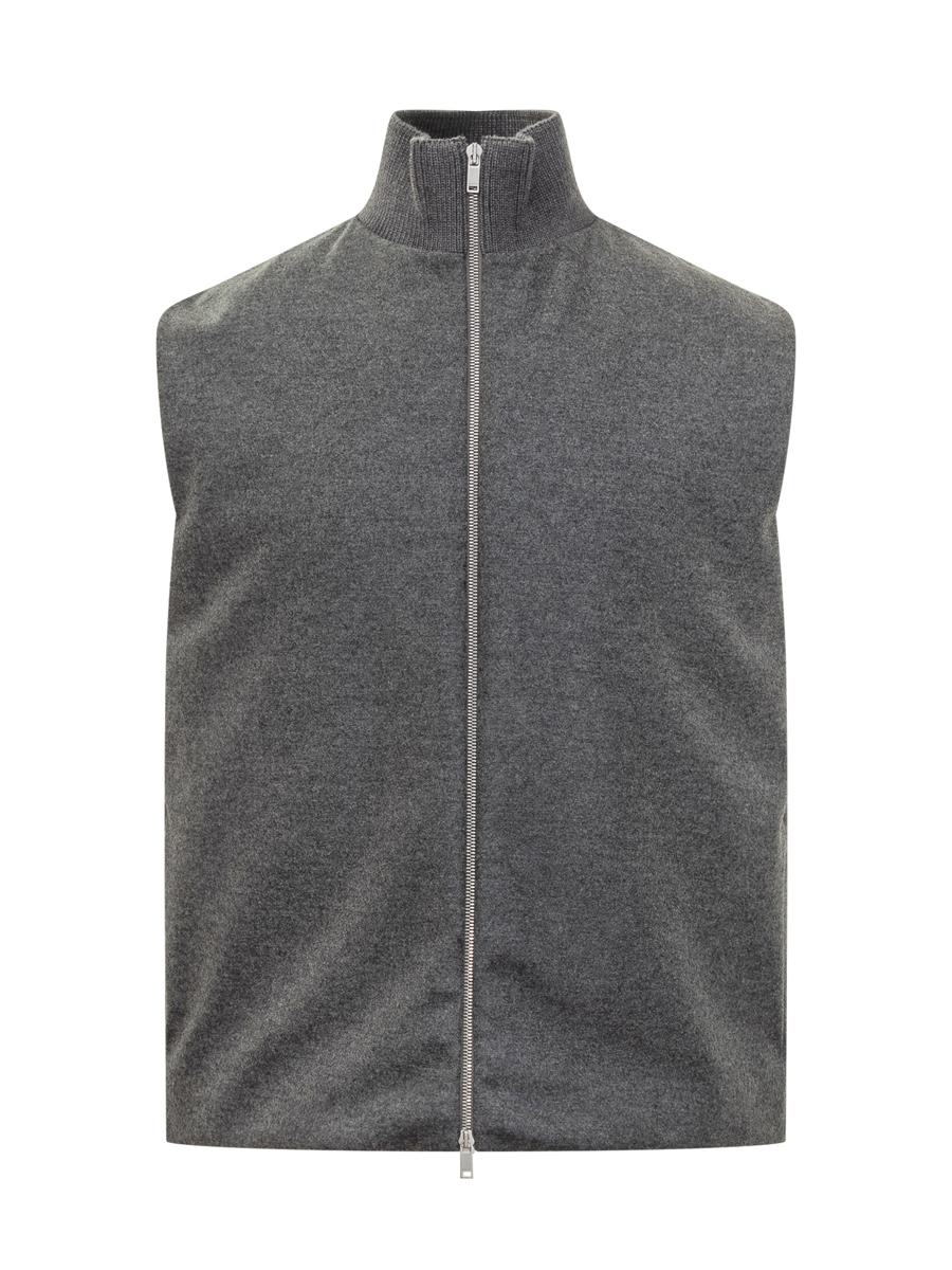 Jil Sander Gil Grey Wool Vest With Zip Jil Sander