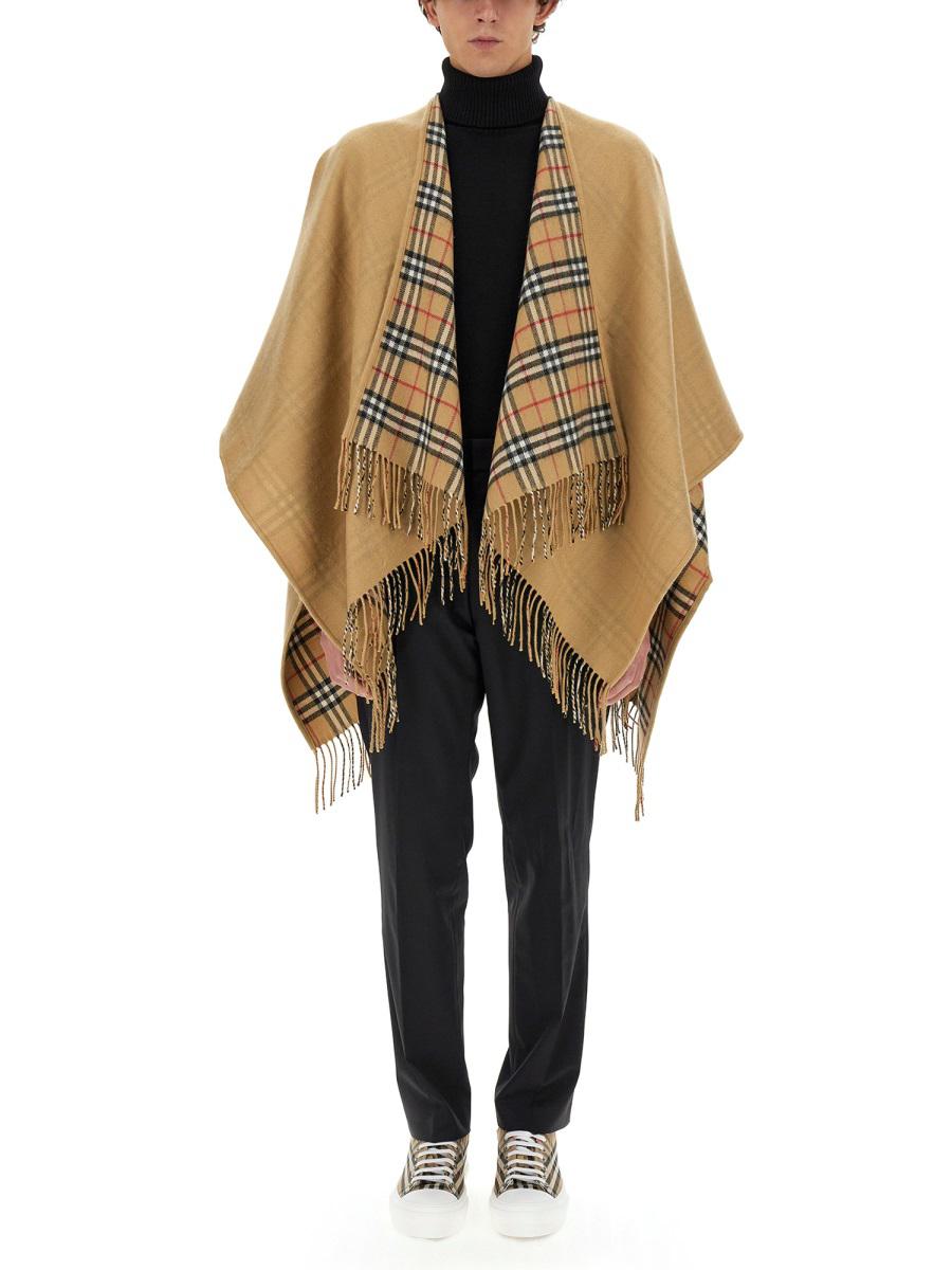 Burberry Mantella Reversibile In Lana Check