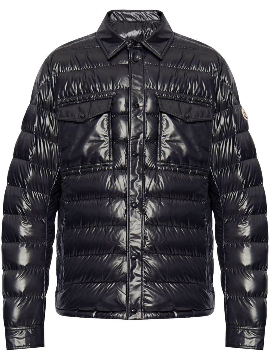 Moncler Blue Down Jacket With Front Press-Stud Fastening