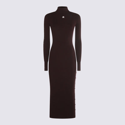 Courrèges Dark Red Viscose Midi Dress