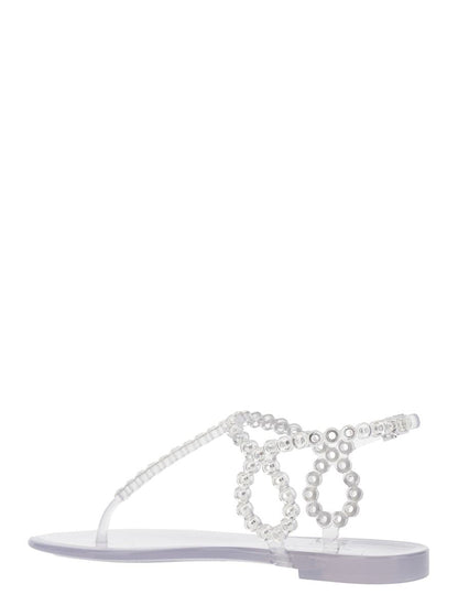 'Almost Bare' Metallic Colored Sandals With Eyelet Decorations And Buckle Closure In Rubber Woman
