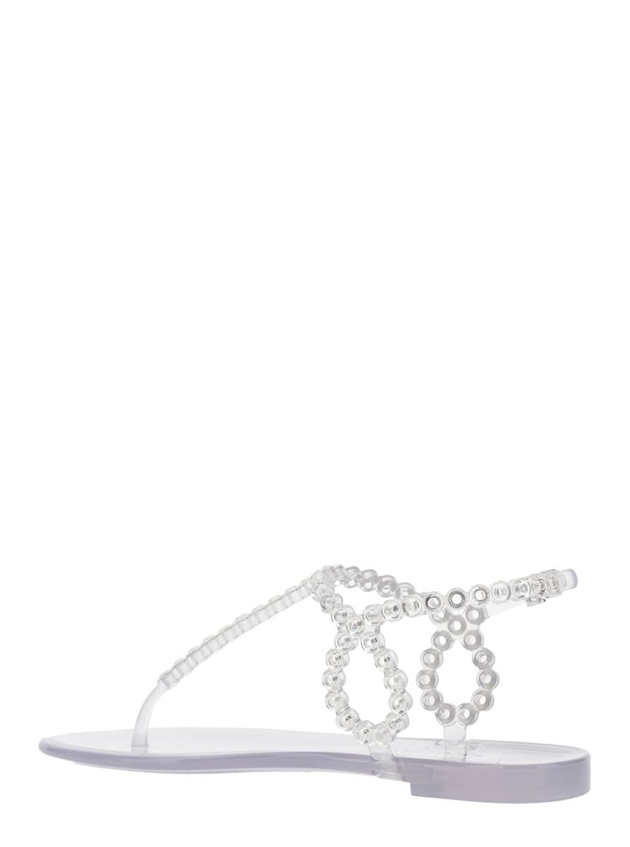 'Almost Bare' Metallic Colored Sandals With Eyelet Decorations And Buckle Closure In Rubber Woman