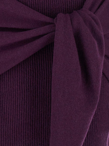 Abito Corto Misto Cashmere Con Nodo