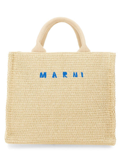 Marni Raffia Effect Fabric Small Tote Bag