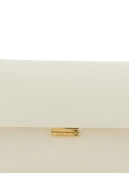 'Le Rond Carre' White Shoulder Bag With Shoulder Strap In Leather Woman