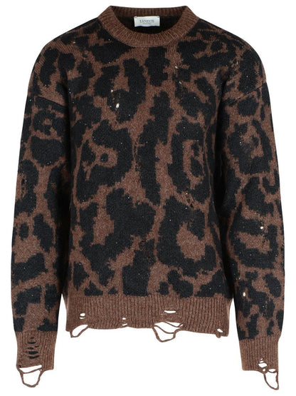 Laneus Two-Tone Merino Wool Blend Sweater