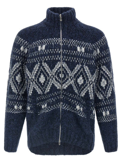 Brunello Cucinelli 'Geometric Jacquard' Cardigan