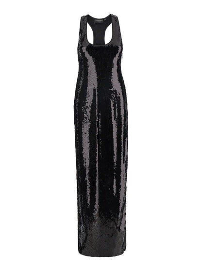'Bella' Long Dress With Wide Neckline And Sequined Details In Polyester Woman