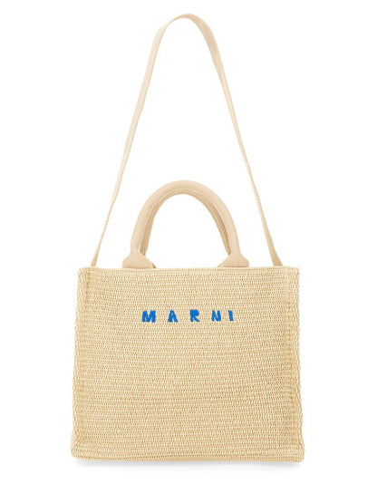 Marni Raffia Effect Fabric Small Tote Bag