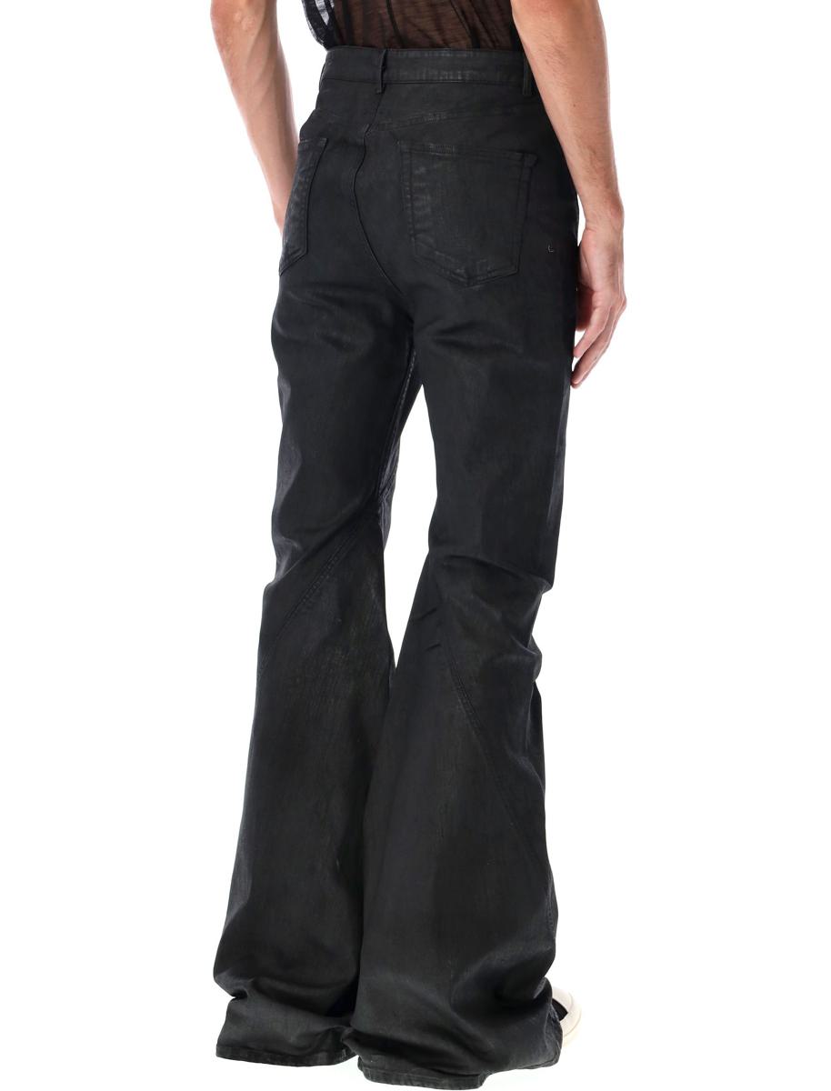 Rick Owens Drkshdw Black Waxed Bias Bootcut Jeans
