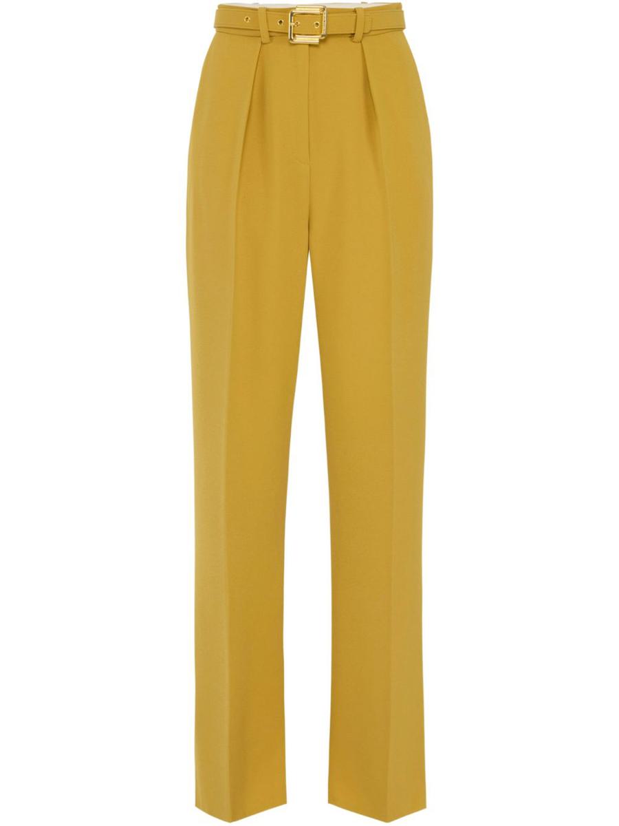 Elisabetta Franchi Mustard Yellow Trouser With Belt Waist